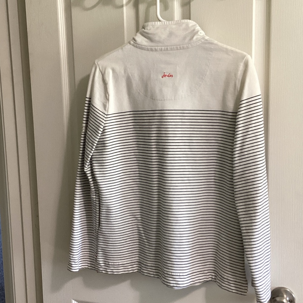 Joules White and Navy Striped Sweatshirt - Picture 4 of 5